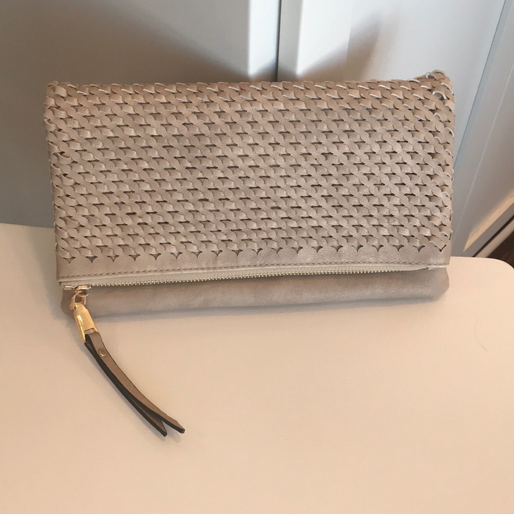 Vegan leather fold over clutch